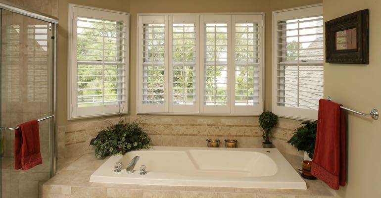 Plantation shutters in San Antonio bathroom.